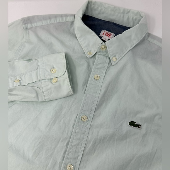 Lacoste Other - Lacoste Live Shirt Sz M 40 Light Mint Green Mens Button Up Skinny Fit Cotton T0.